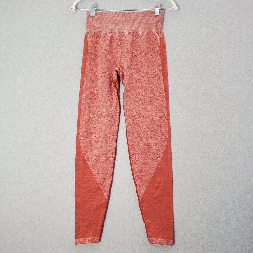 PINK Women Activewear Pants Small Orange Seamless Leggings Victoria's Secret